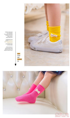 Q1668童趣娃品春季新款女寶純色卷邊蝴蝶結兒童襪子 精致童裝，批發首選